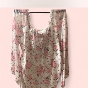 SHEIN Cream and White Ruched Ruffled Long Sleeve Dress